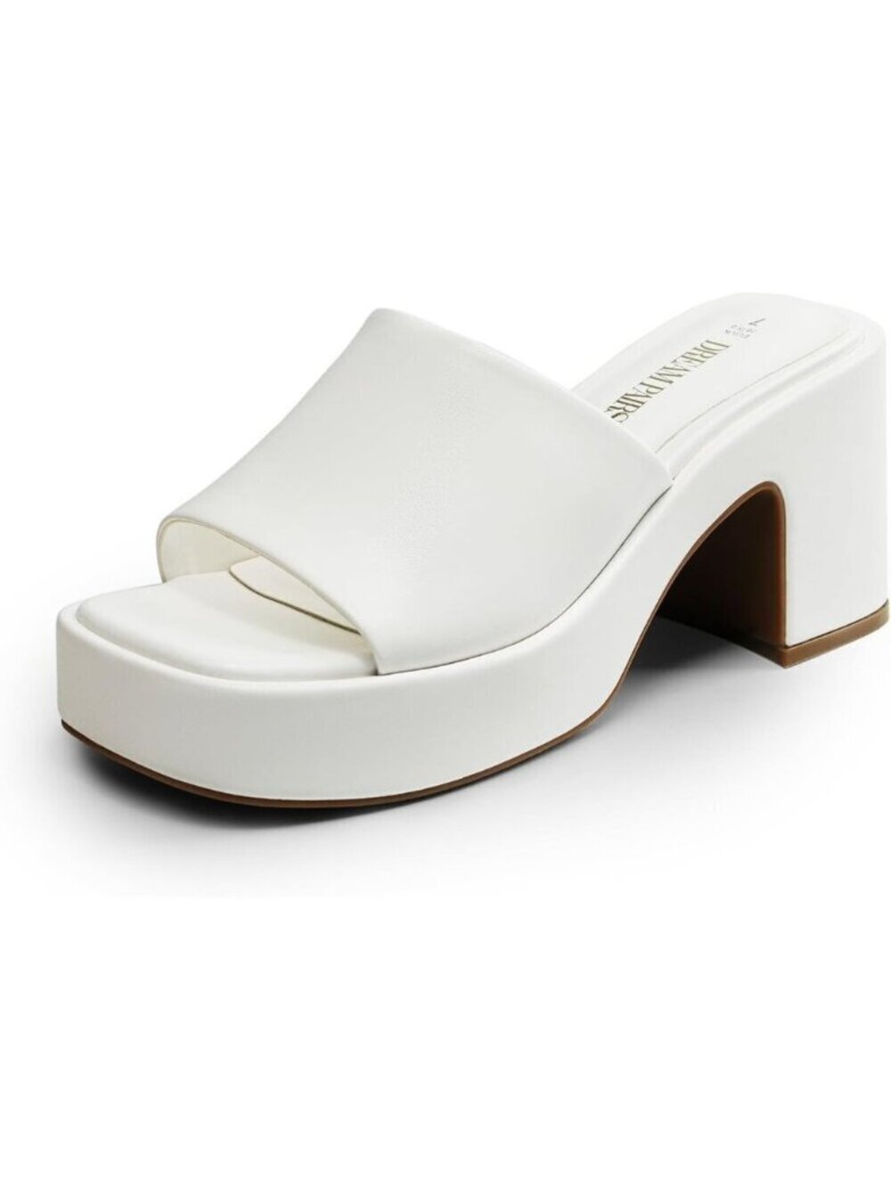 🆕 Women White High Chunky Platform Heels Fashion Comfort Slip on Square Sandals